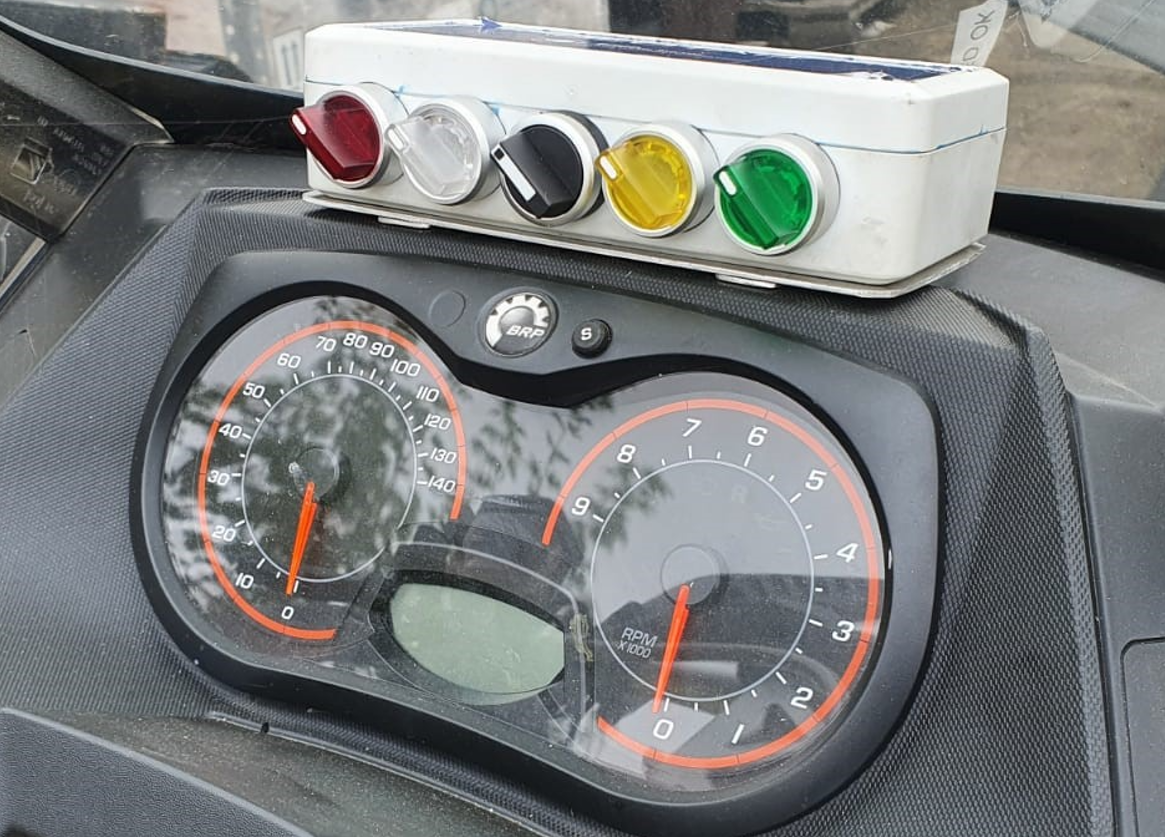 The British Antarctic Survey team’s custom switch box mounted on one of their vehicles.