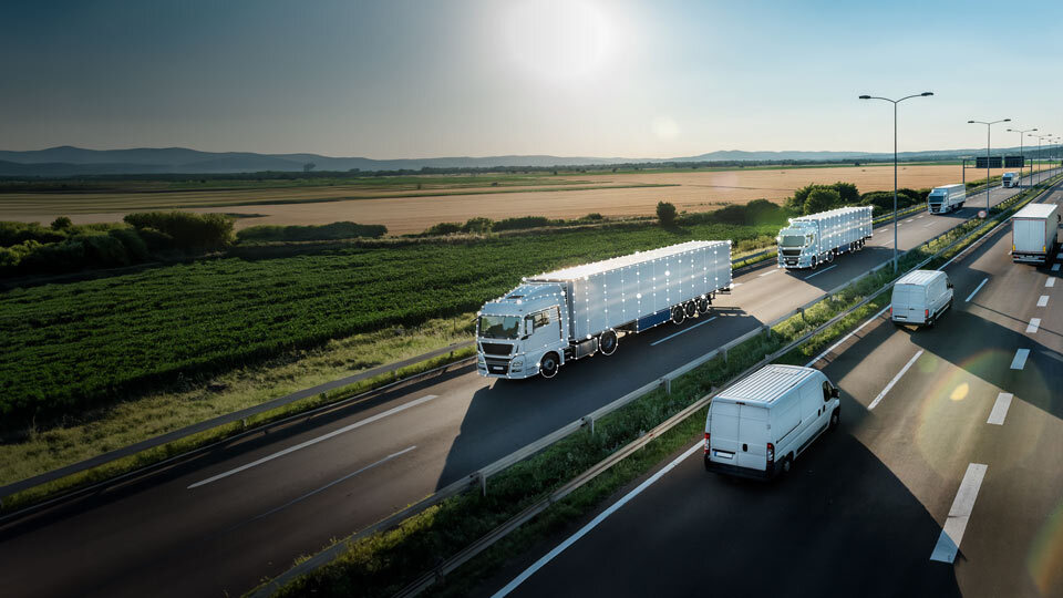 trucks on the highway
