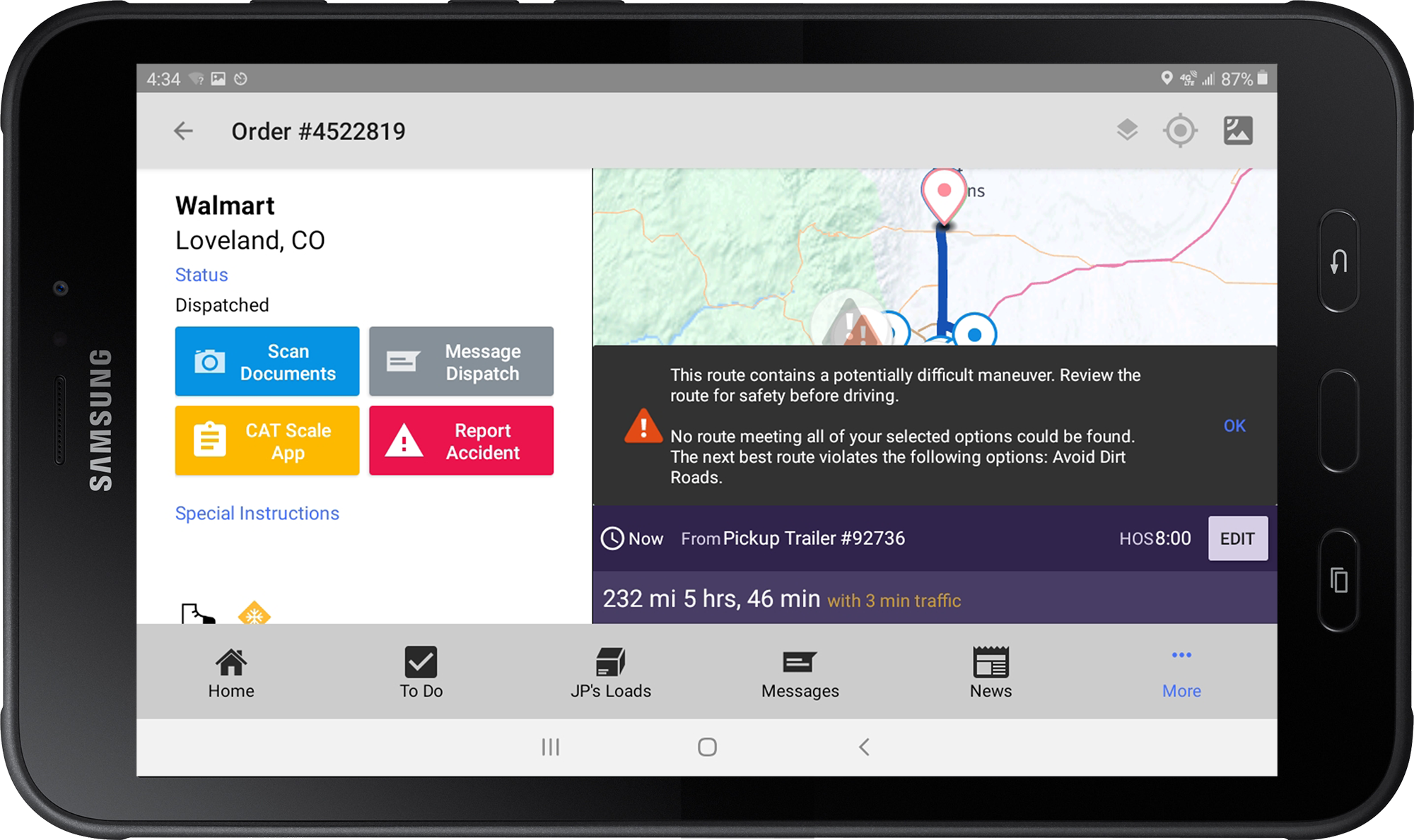 Customizable truck-safe navigation