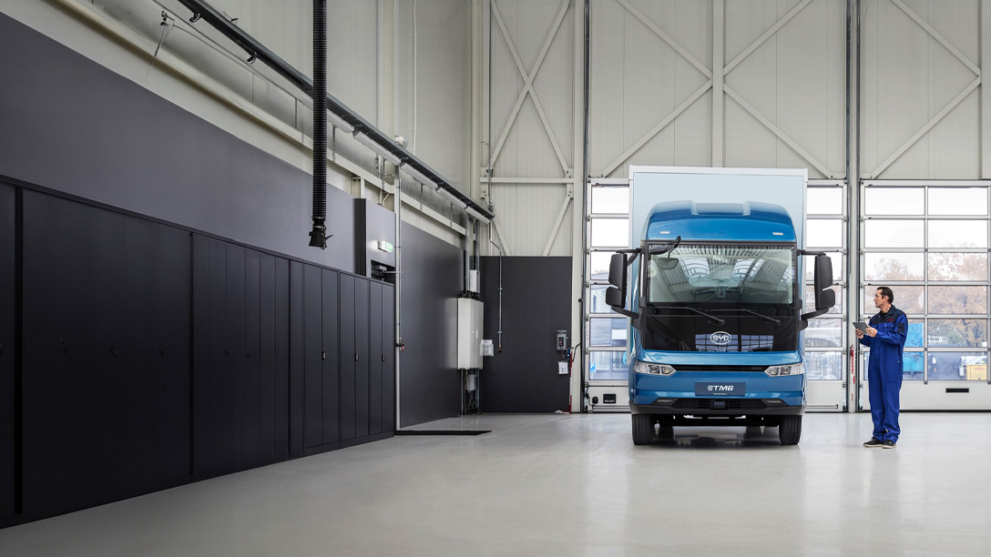 BYD Truck with Geotab and BYD Logos